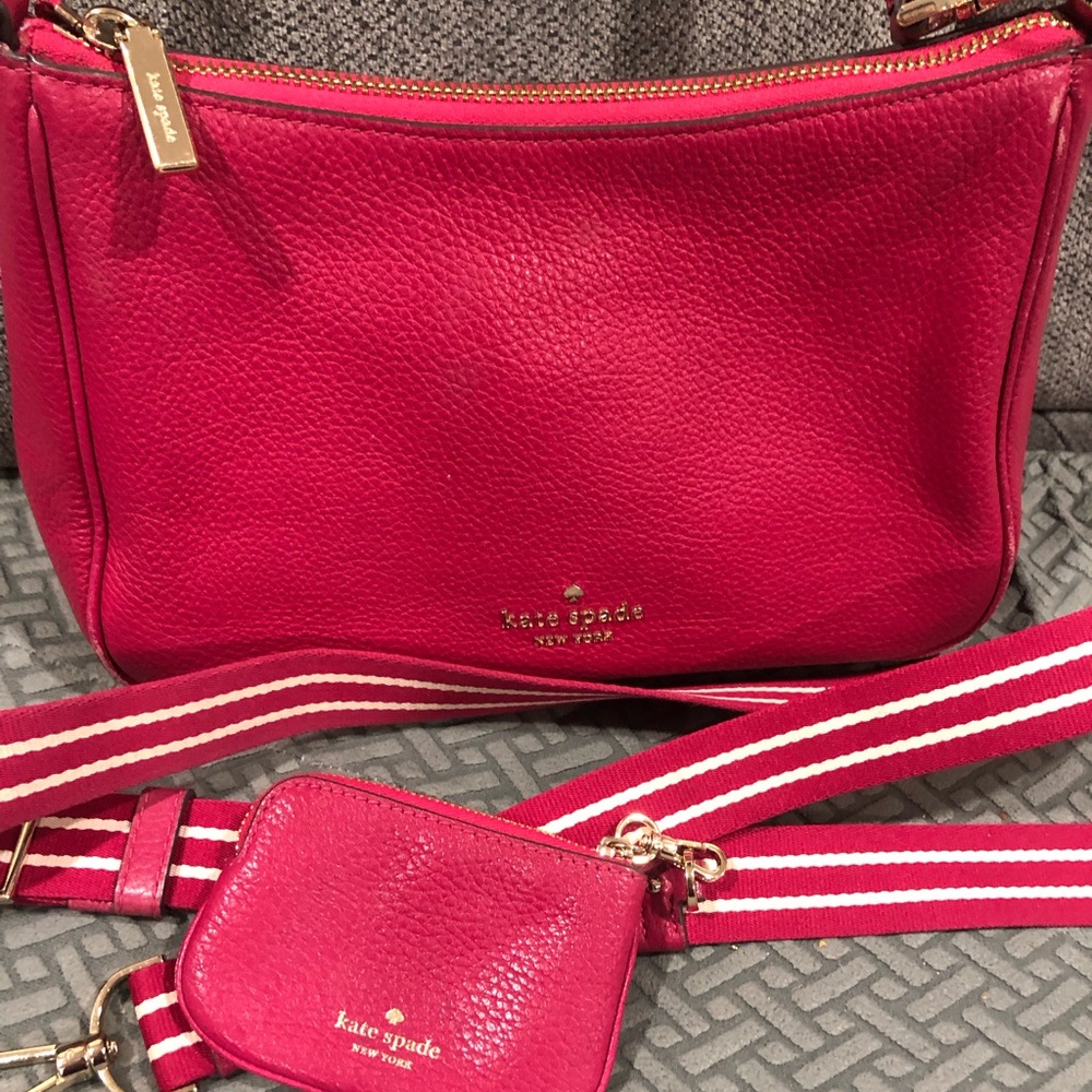 Kate Spade Hot Pink Leather crossbody bag with coin pouch